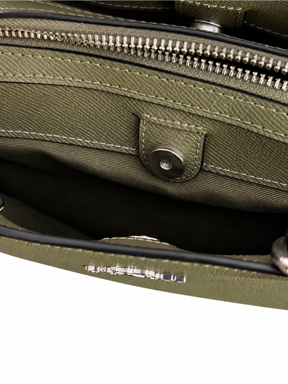 Coach 91146 Mini Lillie Carryall Bag Crossgrain Leather Crossbody Olive Green - Picture 7 of 9